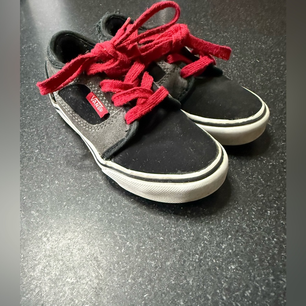 Vans Kids Black and Red Sneakers Size 11